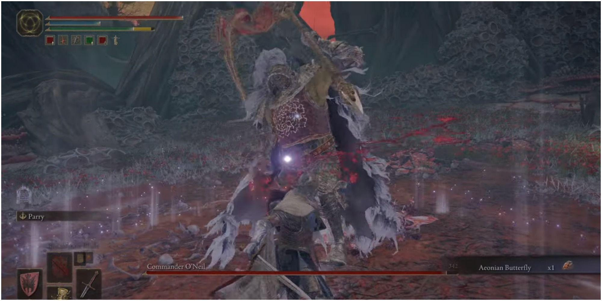 The boss summoning Crossbowman or Greataxe Soldier at the start of the fight.