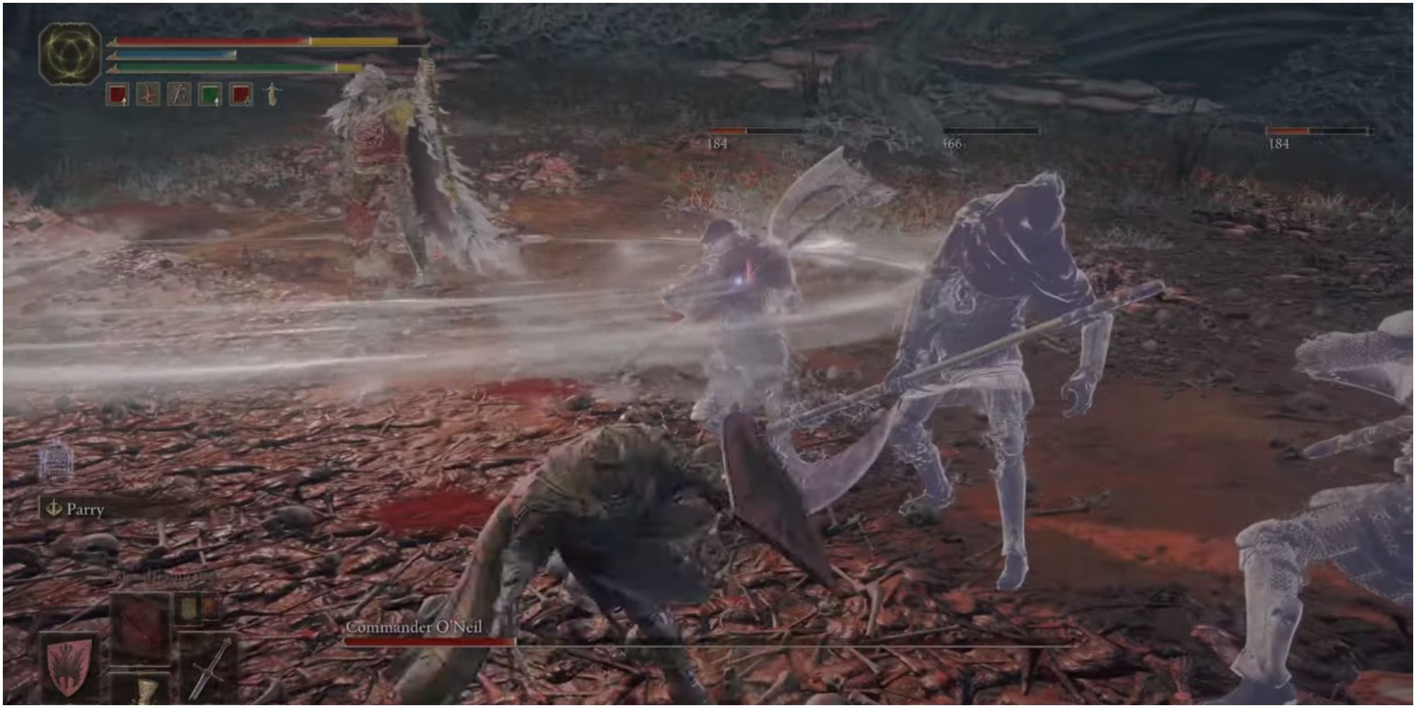 The boss putting down a Defence Spirit Buff. 