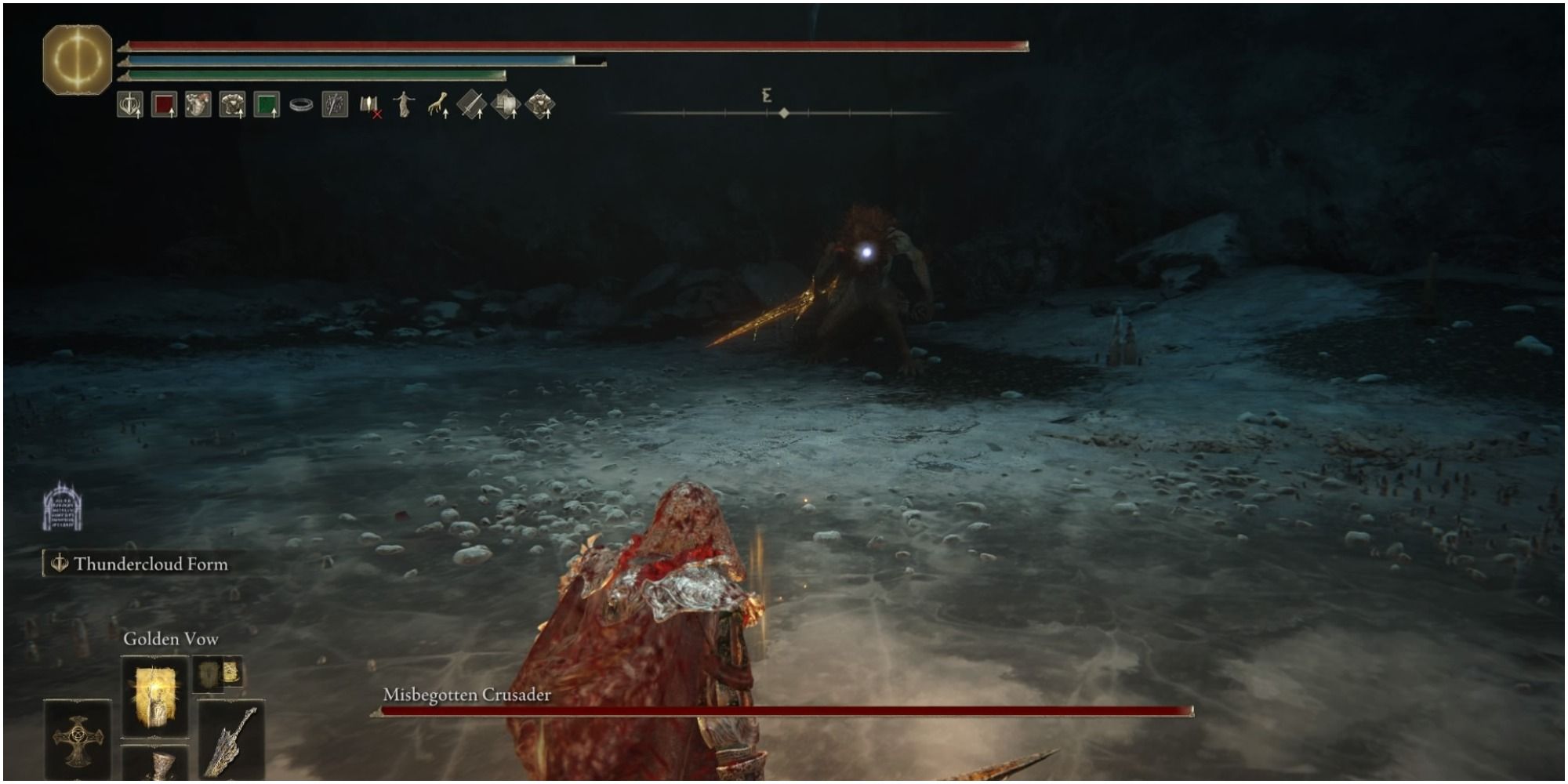 The player approaching the boss. 