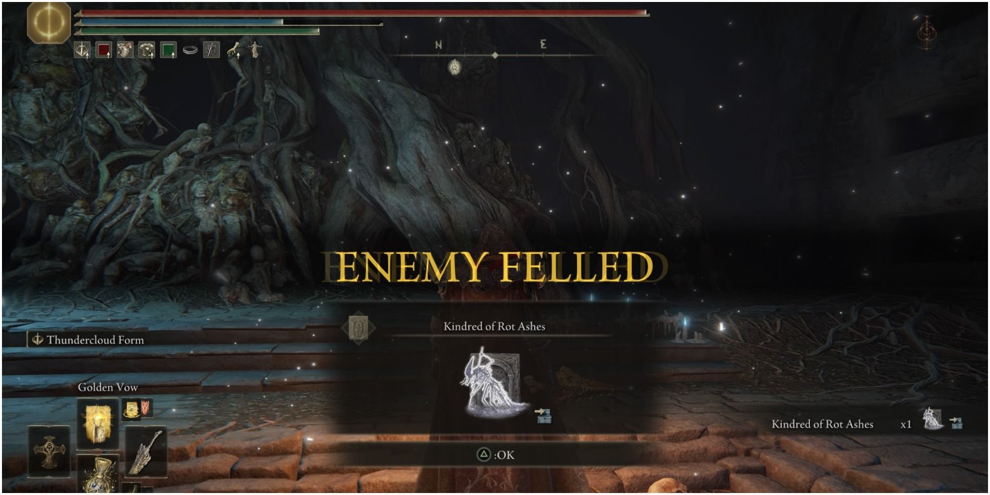 Getting the rewards after defeating the boss. 