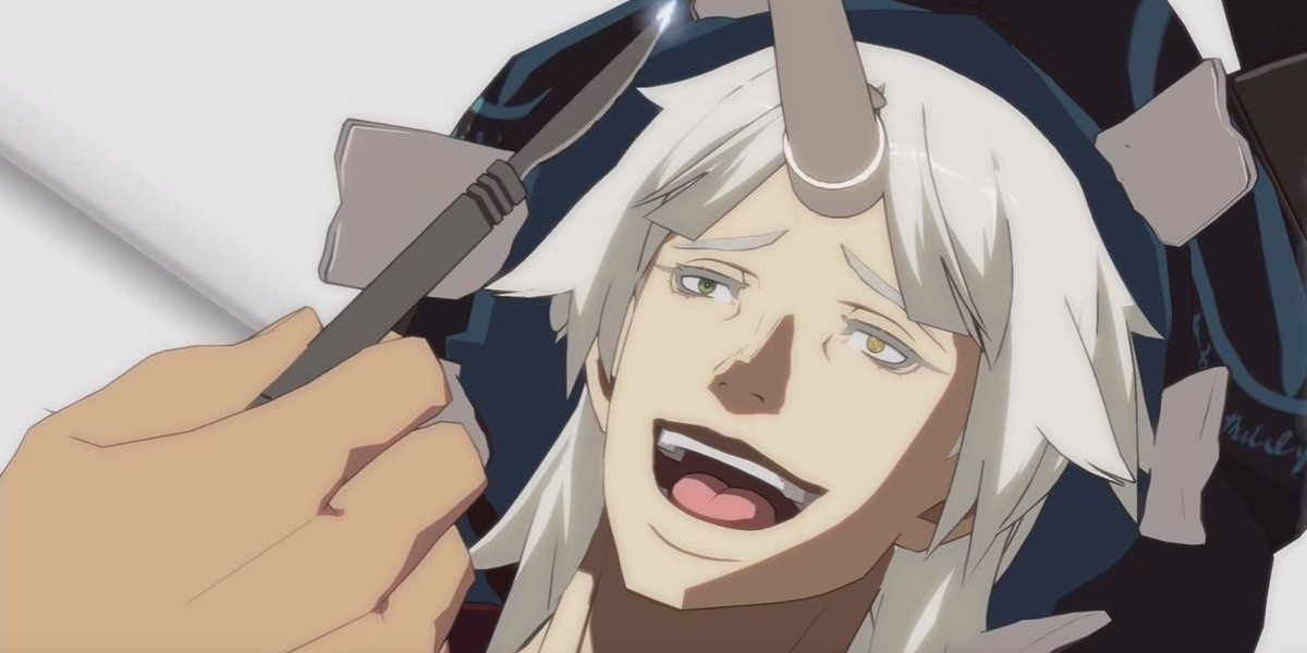 Raven about to be operated on by Faust in Guilty Gear Xrd