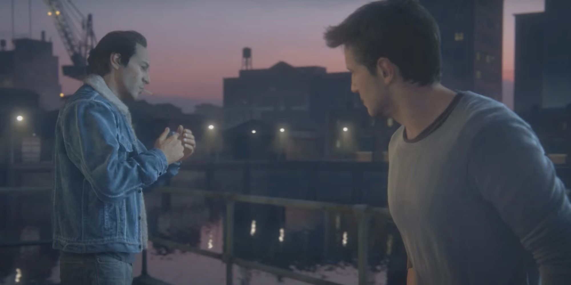Sam smoking cigarette with lighter in Uncharted 4