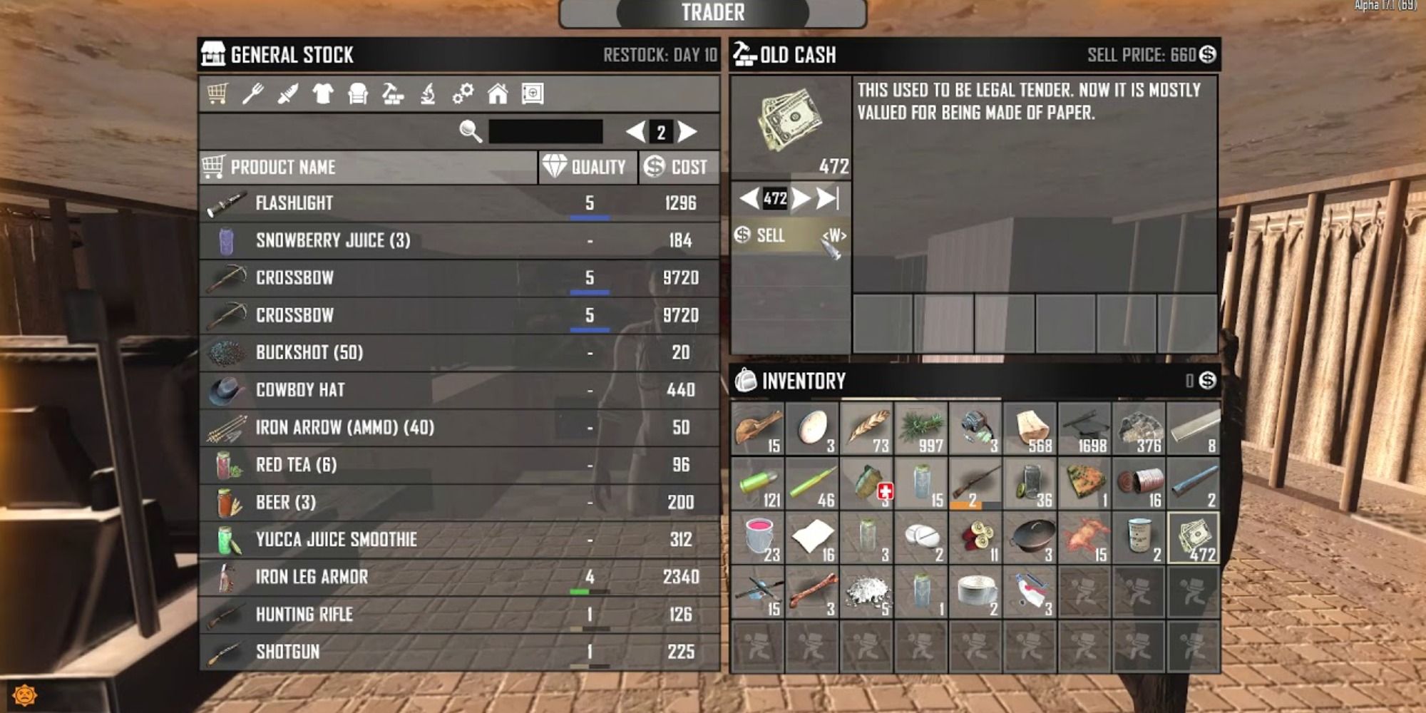 7 Days to Die Merchant interface