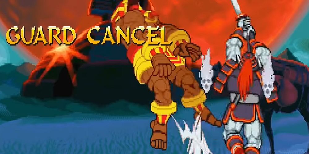 Bishamon uses his guard cancel on a pharaoh in a night desert