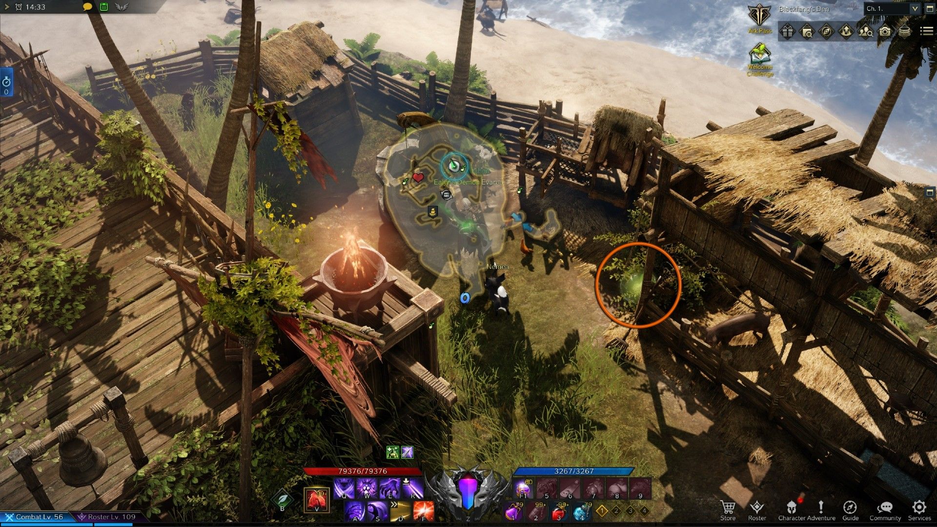 Lost Ark Blackfang's Den Mokoko Seed 1 location with minimap open