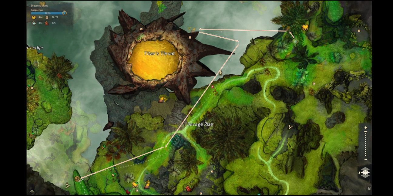 A screenshot of the map showing how to get to Braodleaf for the Henge Away From Home Achievement