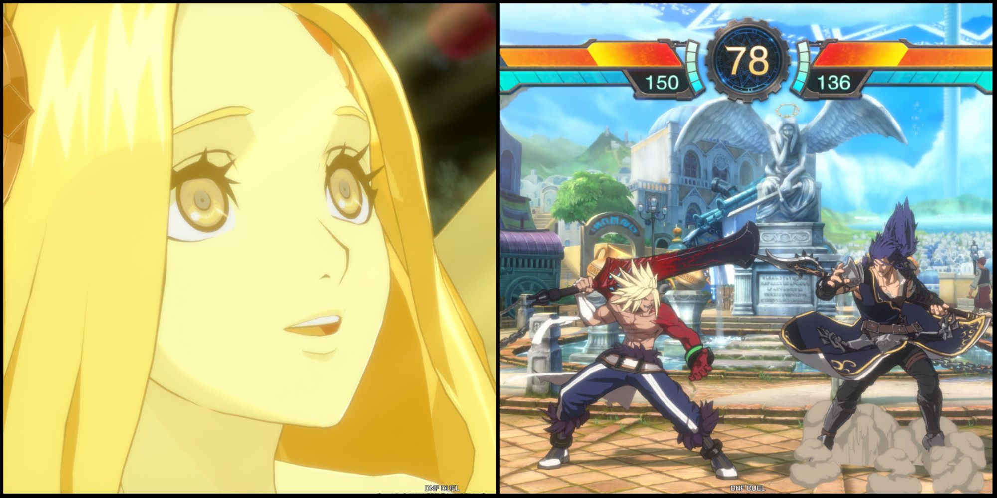 Nemyr on the left, Berserker fighting Vanguard on the right.