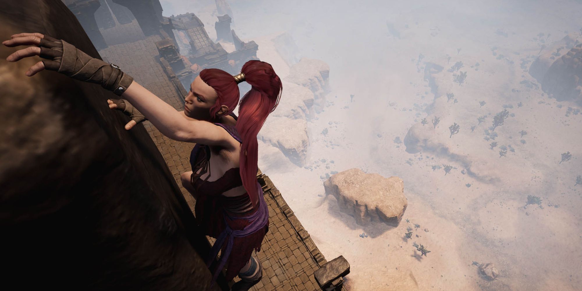 Conan Exiles Screenshot Of Protagonist Climbing