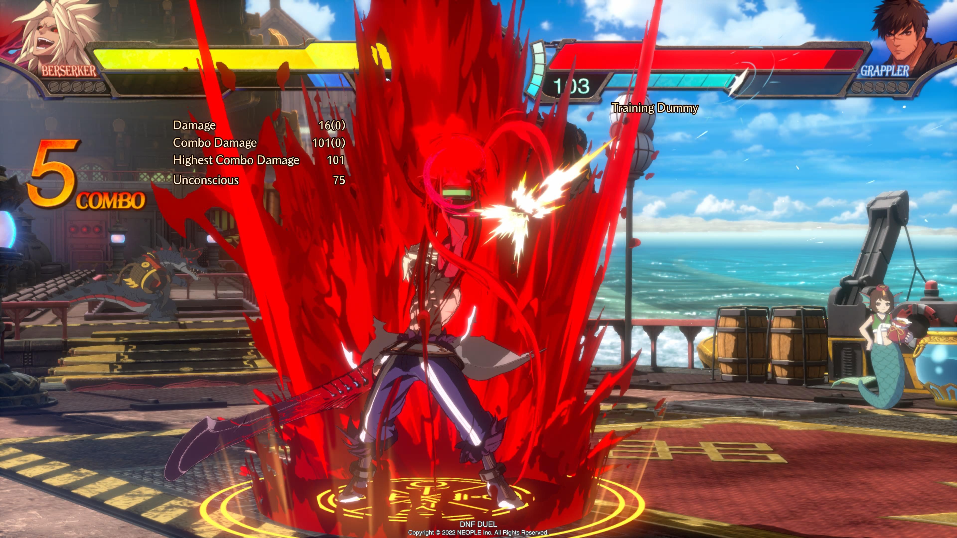 Berserker performing Raging Fury against Grappler.