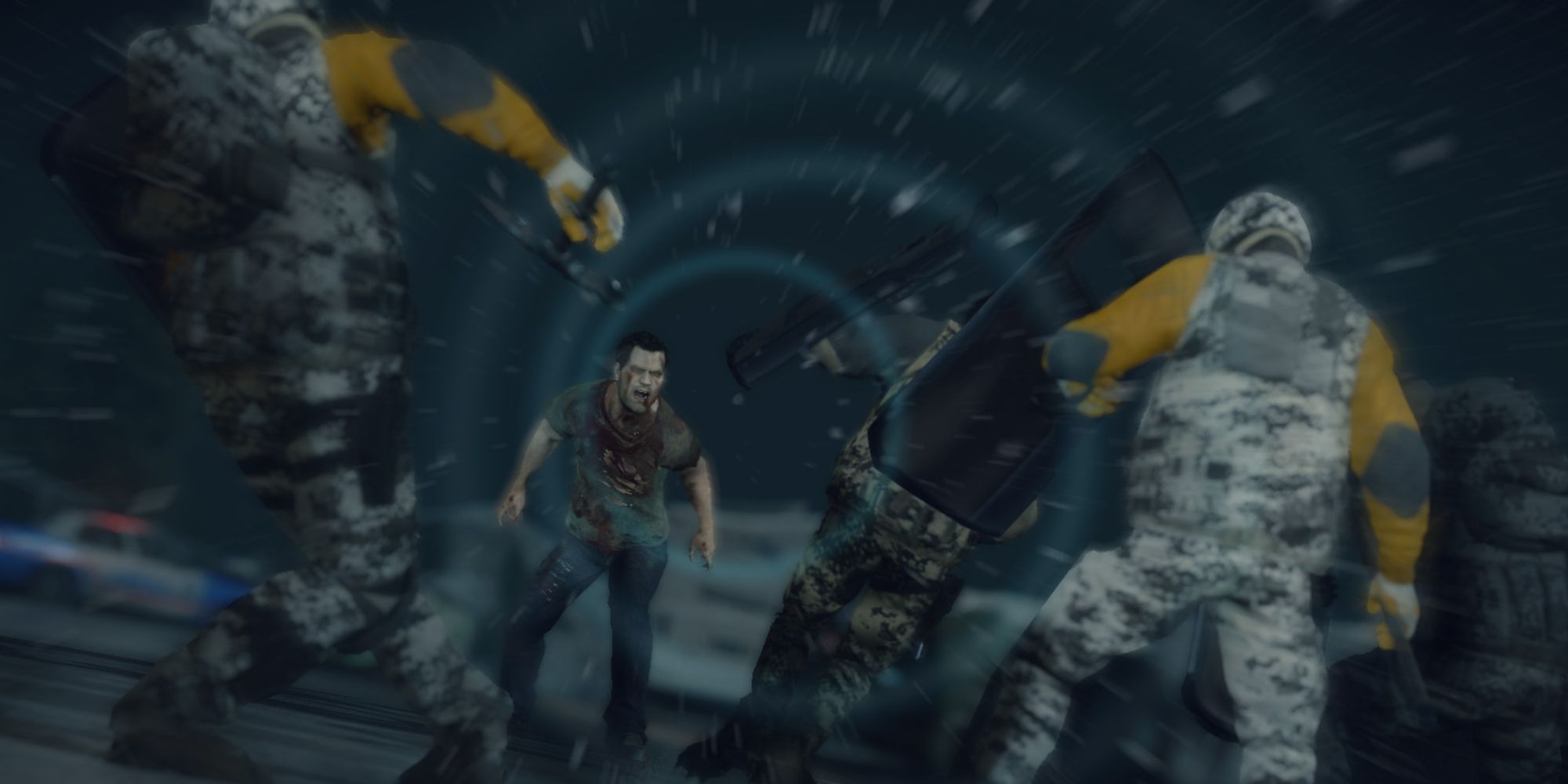 Dead Rising 4 Frank Rising Screenshot Of Frank Knocking People Over