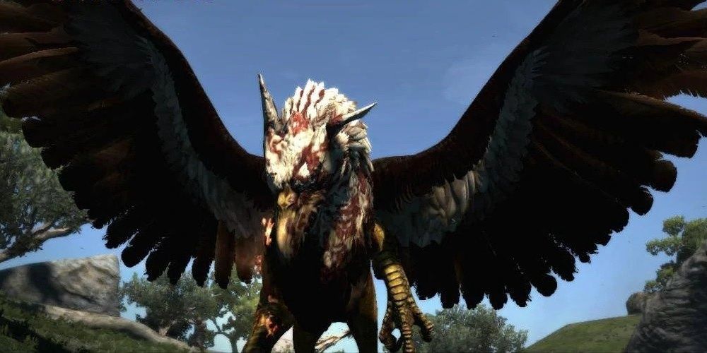 Bloodied Griffin with wings outstretched