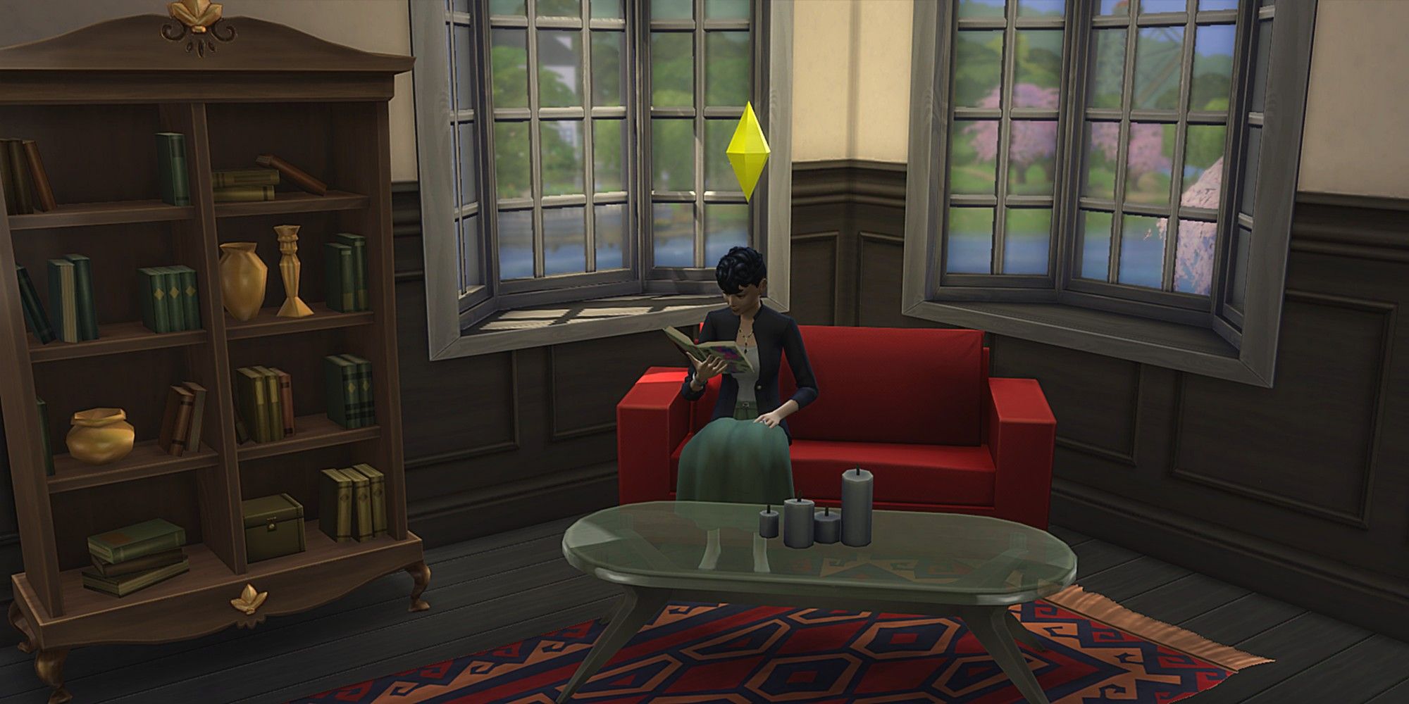 Sim reading in The Sims 4