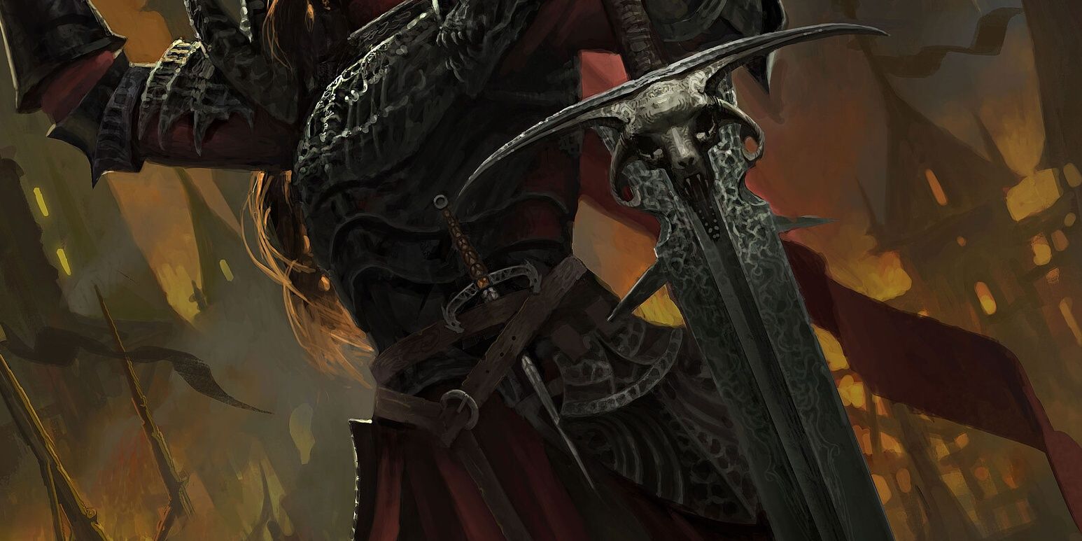 Terrible dark sword Blackrazor skull in hilt