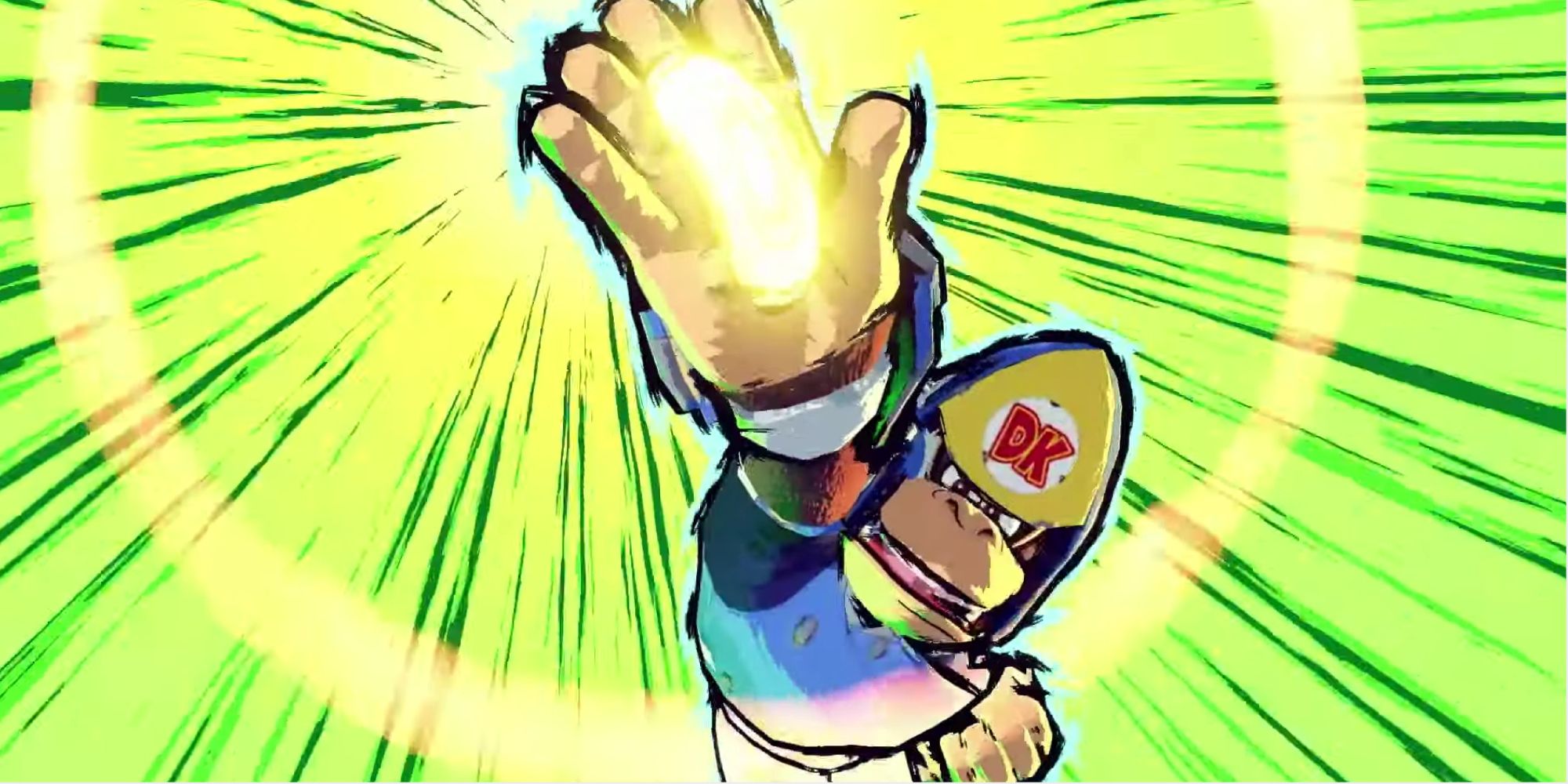 Donkey Kong performing his Hyper Strike in Mario Strikers: Battle League Football