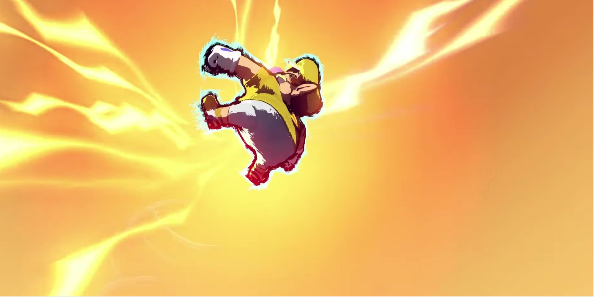 Wario performing his Hyper Strike in Mario Strikers: Battle League Football