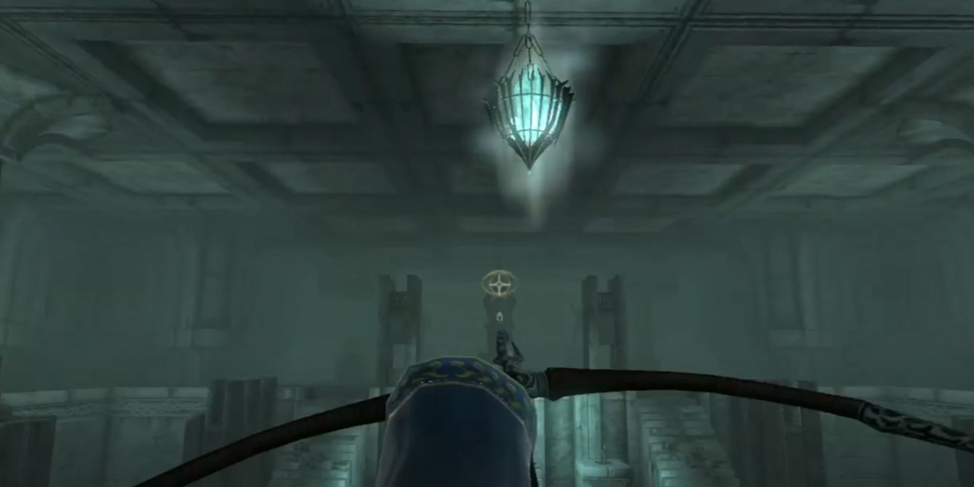 A Character Aiming Bow At Target Inside Ruins in The Elder Scrolls 4: Oblivion.