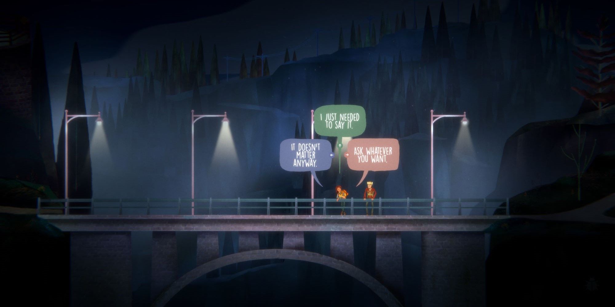 Oxenfree 2 Riley and Jacob on a bridge