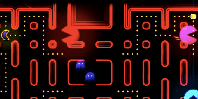 Pac Man Battle Royale Pink and Blue Pac Man