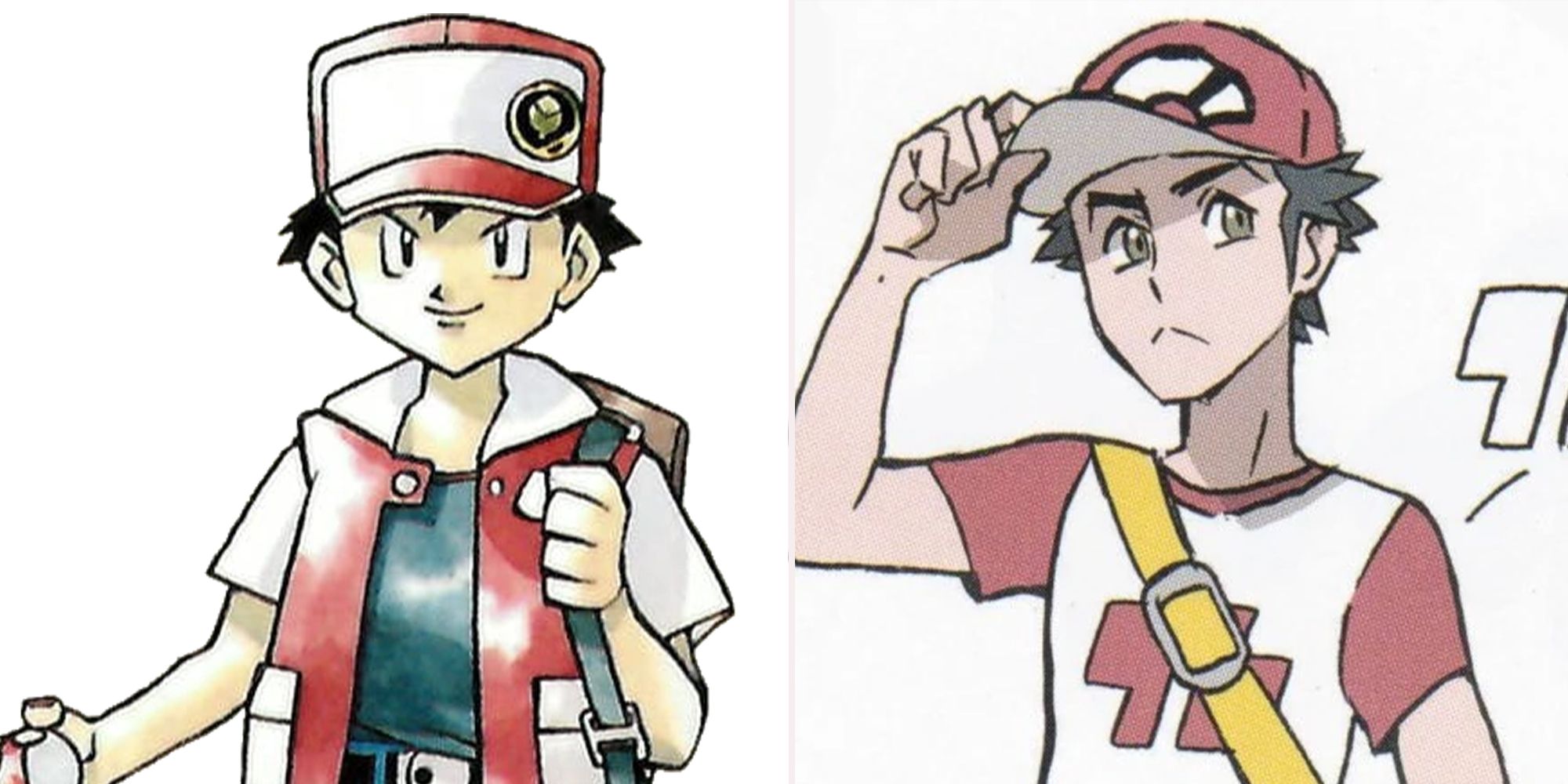 Pokemon - Red art for original game (left), Red art for Sun and Moon (right)