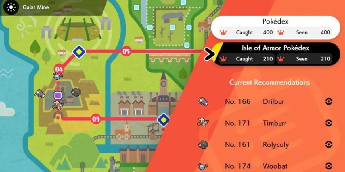 Screenshot of a completed Pokemon Sword and Shield Isle Of Armor Pokedex