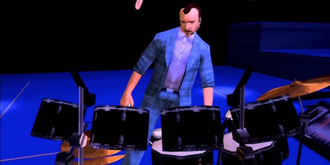 Phil Collins Standing in front of the drums