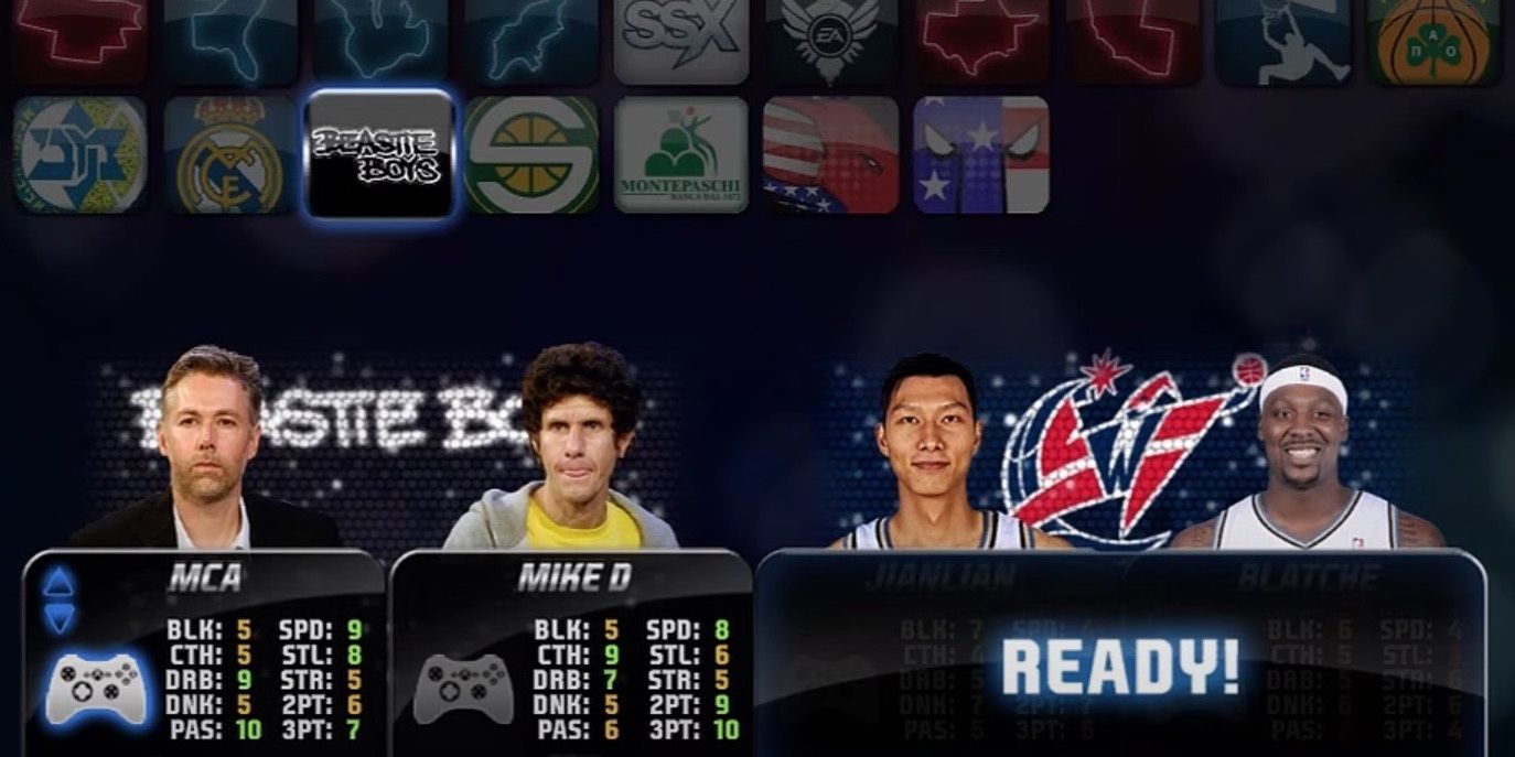 NBA Jam character select with the Beastie Boys and the Washington Wizards