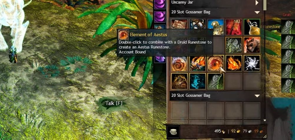 A screenshot of an inventory of Elemants and Runestones, needed for the final step of Henge Away From Home