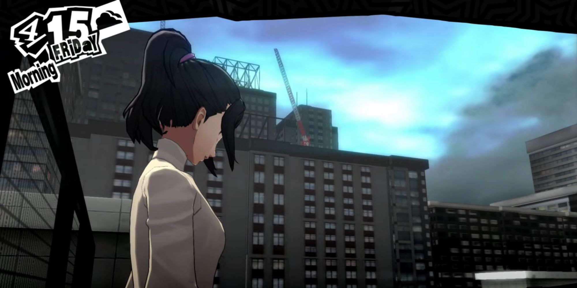 Shiho stands on the roof of Shujin Academy