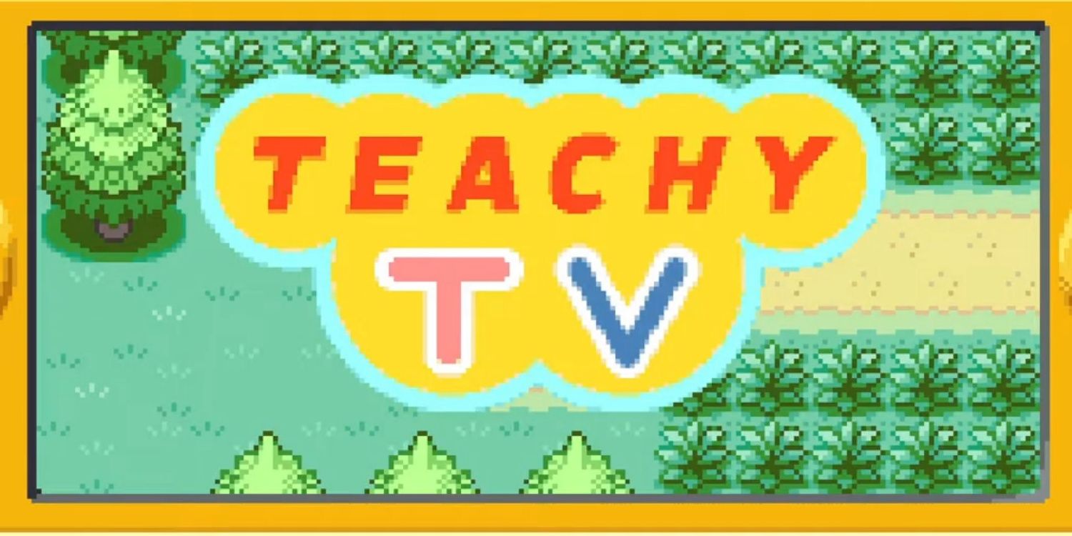 Screenshot of the Teachy TV title screen in Pokemon FireRed/LeafGreen.