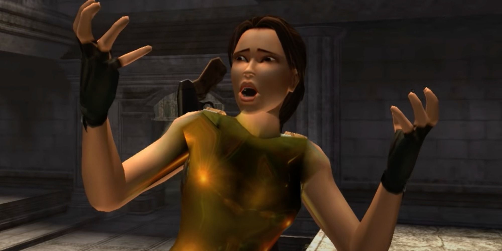 Lara Croft turning to gold in Tomb Raider Anniversary