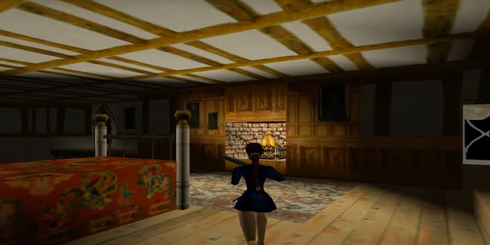 Lara Croft defending Croft Manor from intruders in Tomb Raider II 