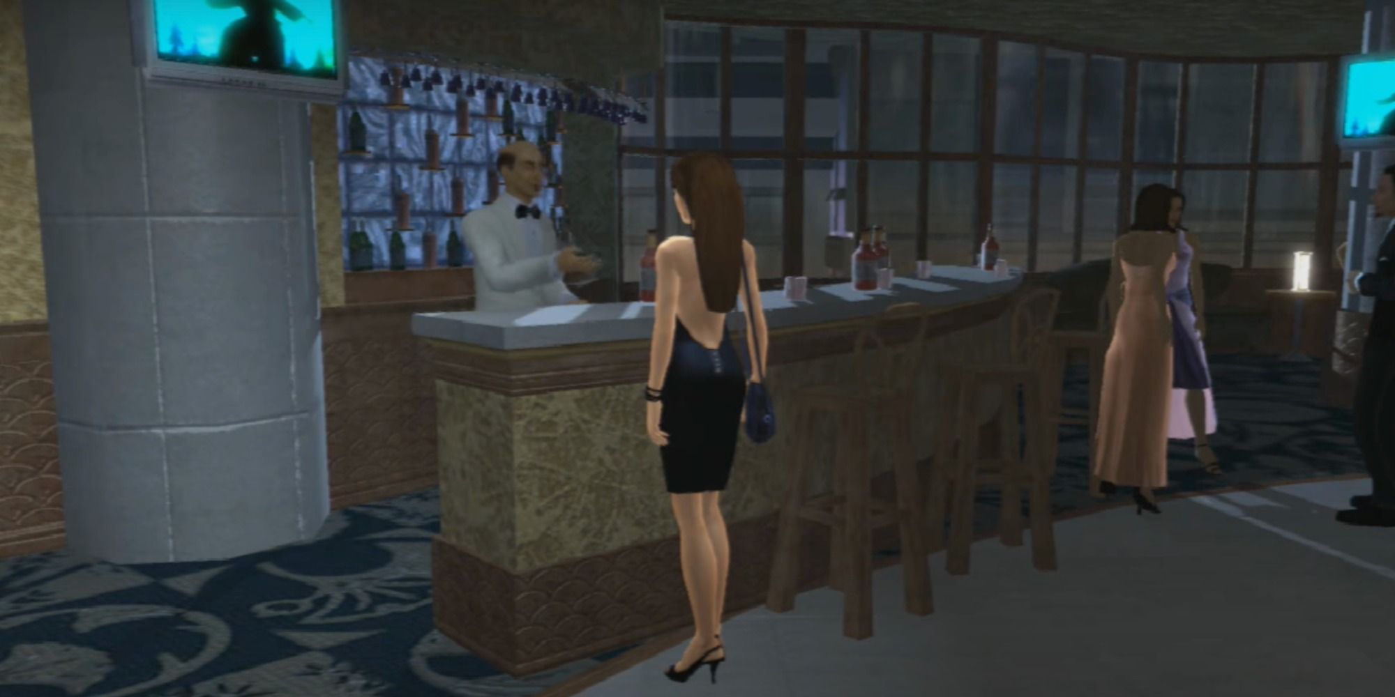 Lara Croft at bar in Tokyo club in Tomb Raider Legend