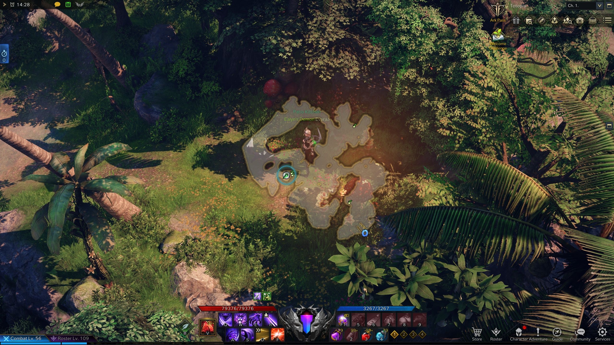 Lost Ark Totopia secret entrance to Mokoko Seeds 3 and 4 location with minimap open