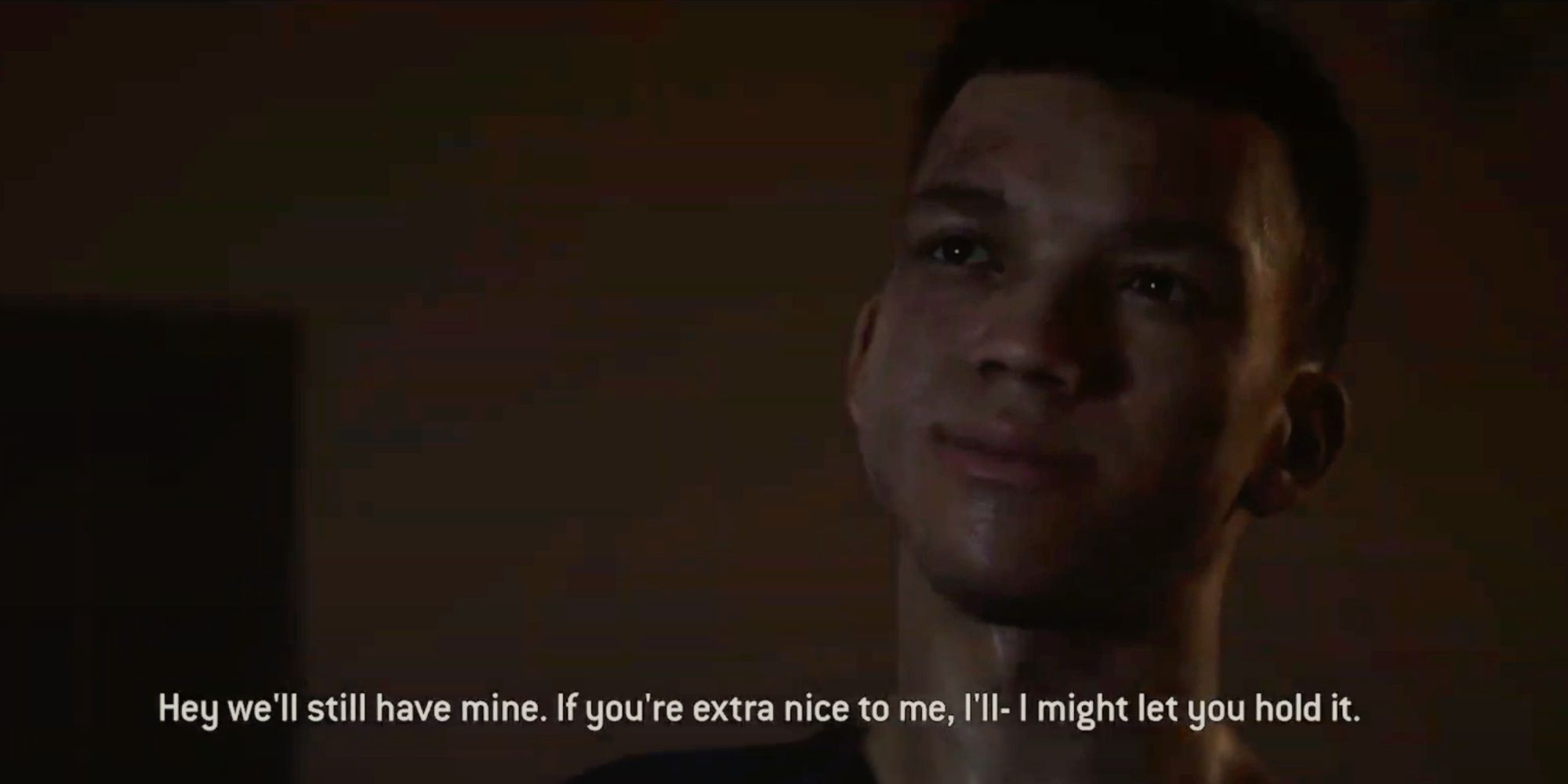 ryan telling dylan he can hold the gun if he's nice to him in the quarry