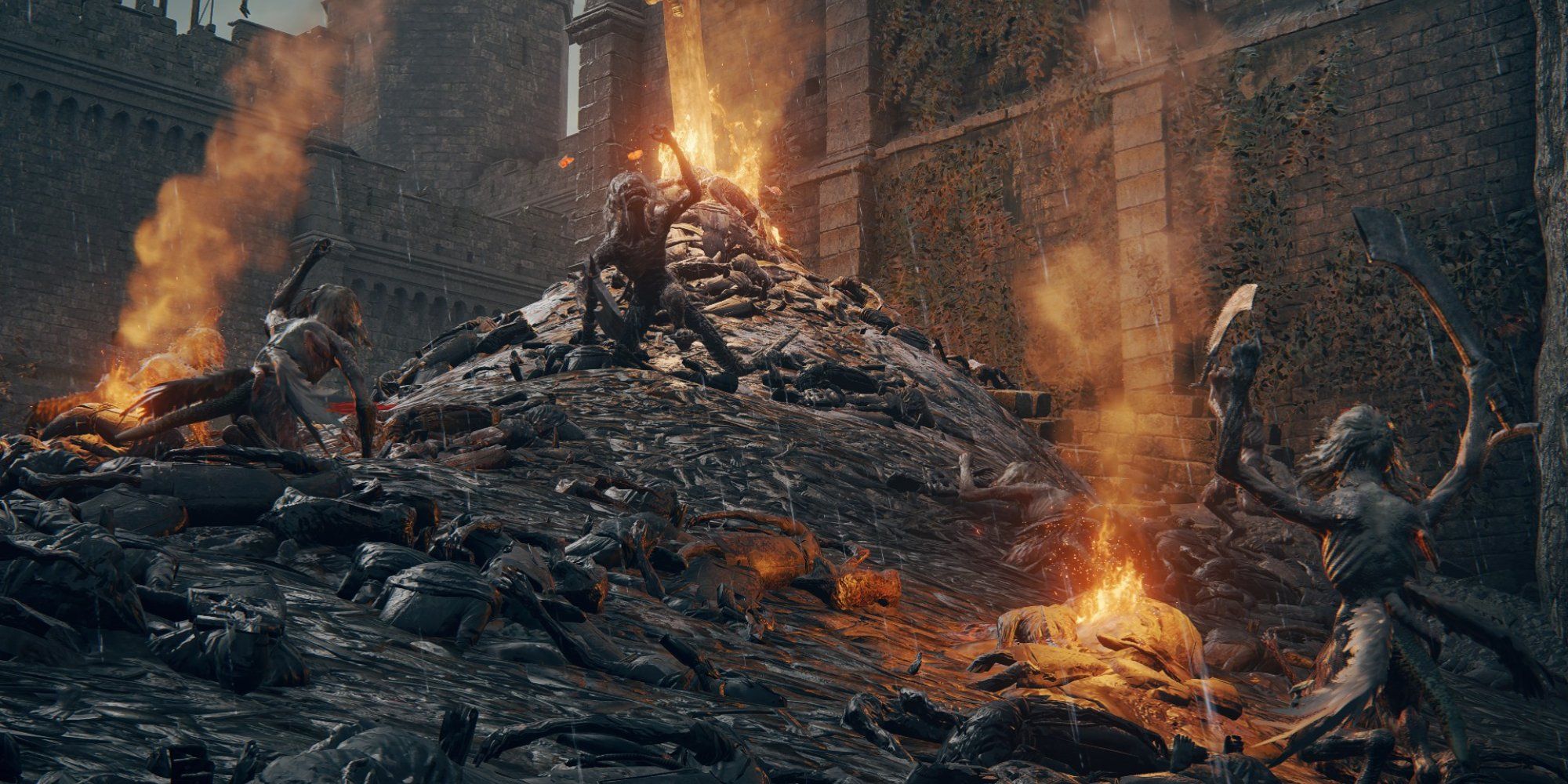 Screenshot from Elden Ring showing celebrating Misbegotten.