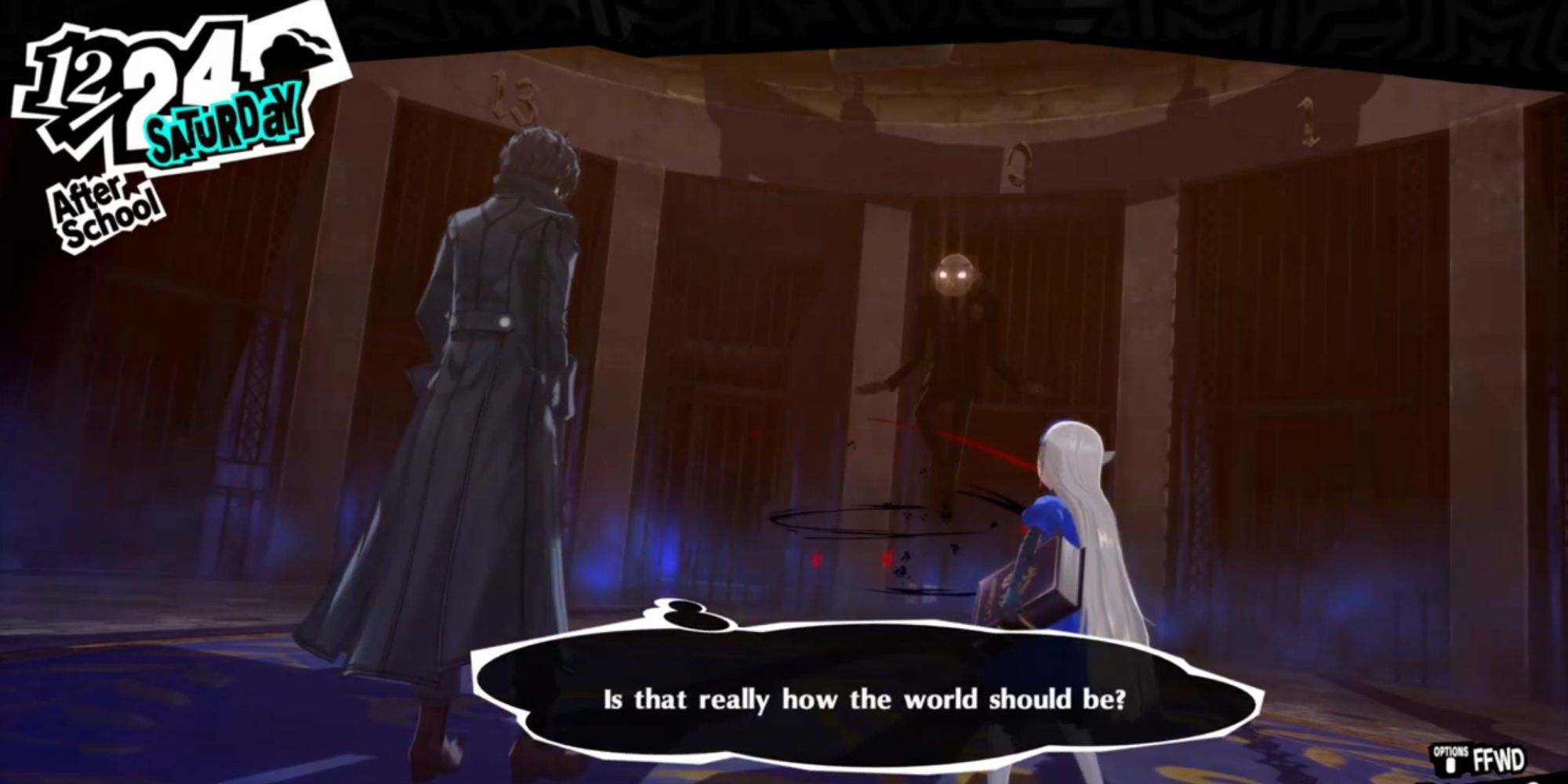 Joker and Lavenza speak to the fake Igor