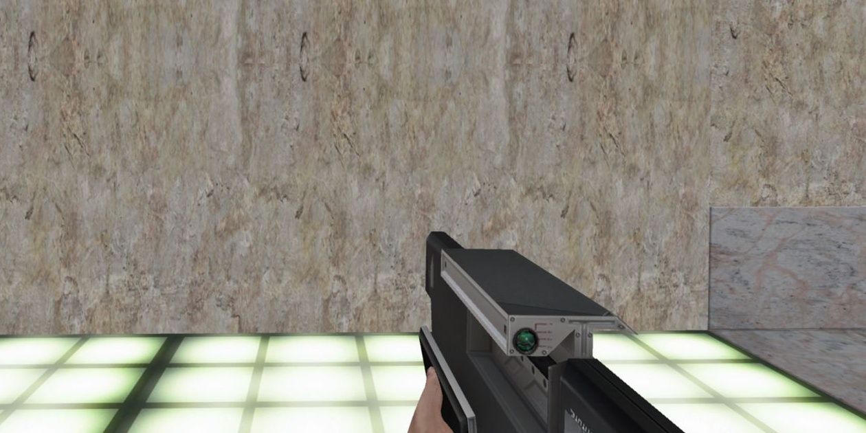 The unfolded Laptop Gun in Perfect Dark