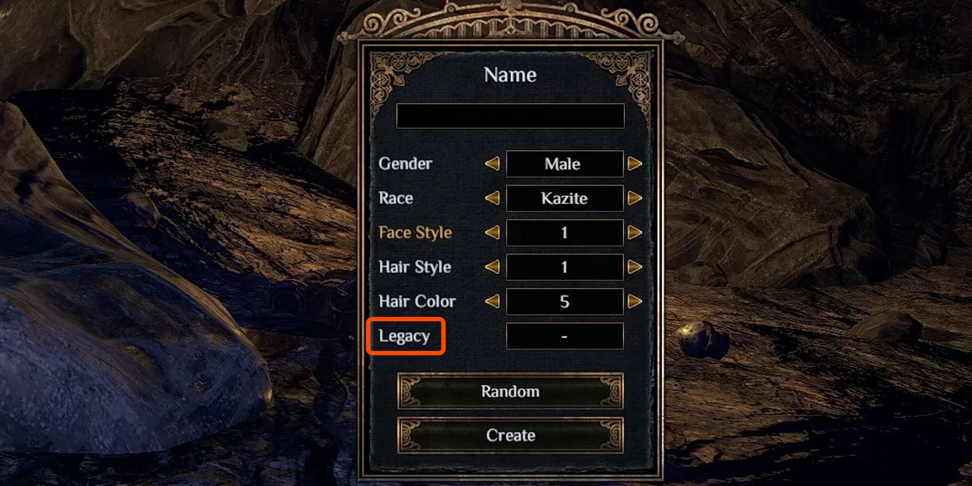 legacy option in character creator