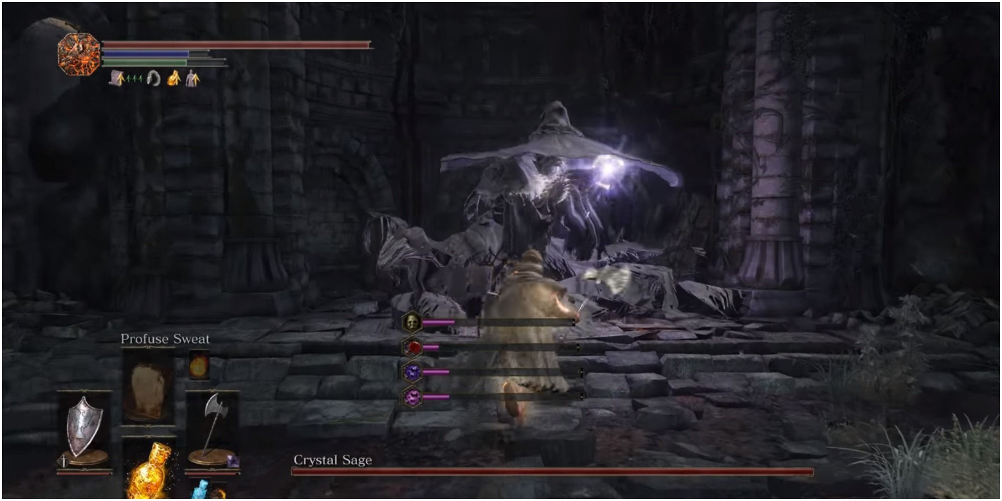 The player approaching the boss.