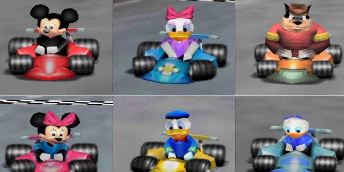 Mickey's Speedway USA - Mickey, Minnie, Daisy, Donald, Pete, And Dewey In Race Karts