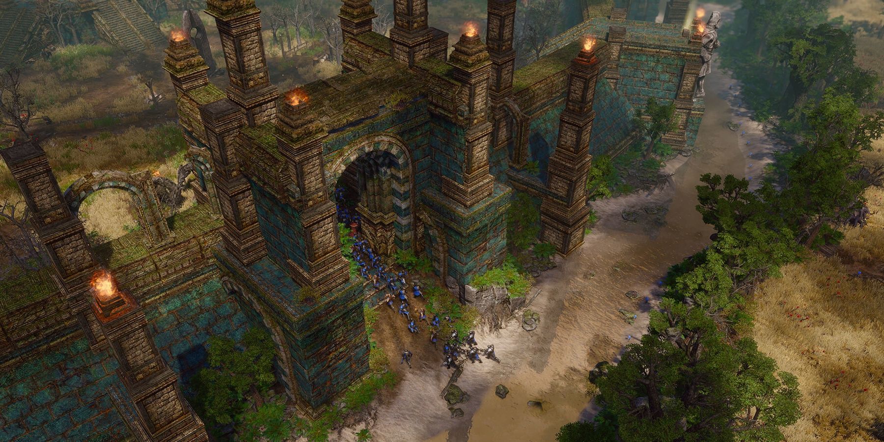 Castle from SpellForce 3 Reforced with army leaving the gates