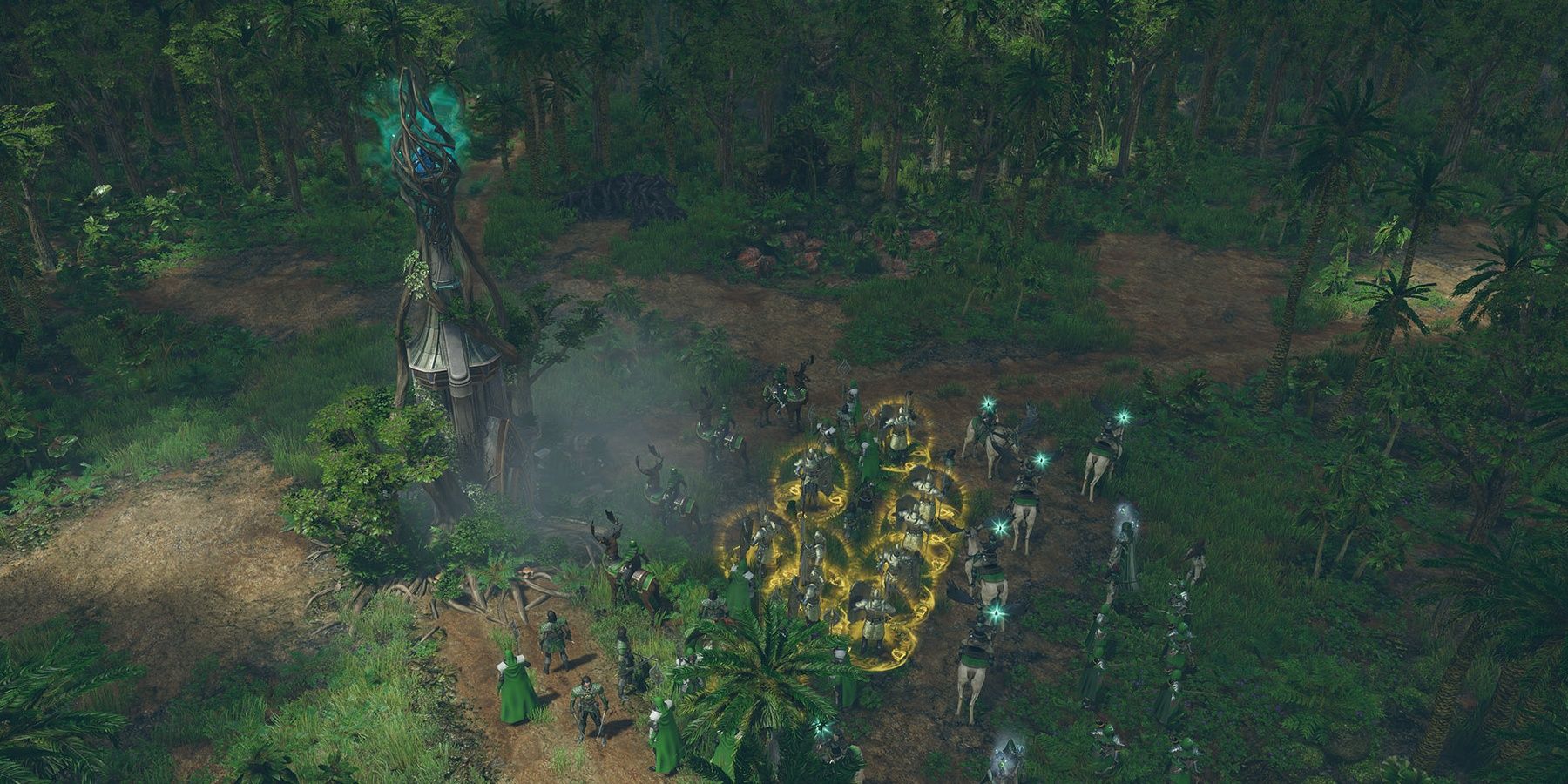 An Elven tower in the woods in SpellForce 3 Reforced