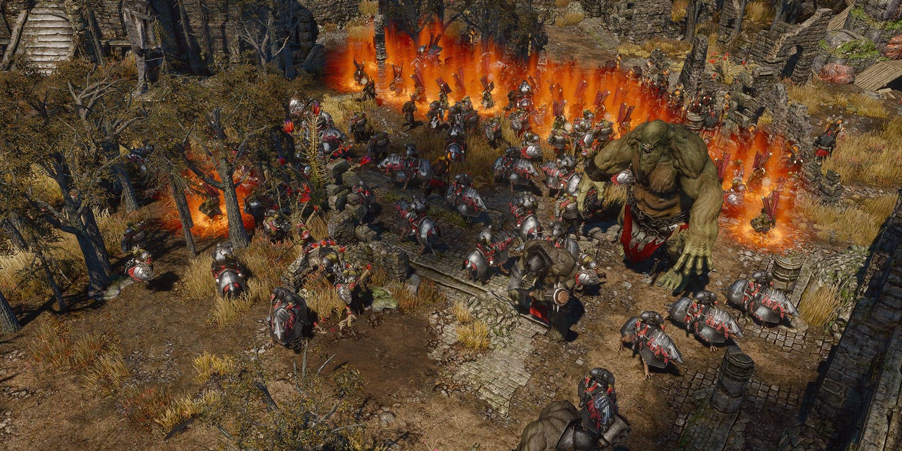 Battle scene with orc and fire from SpellForce 3 Reforced