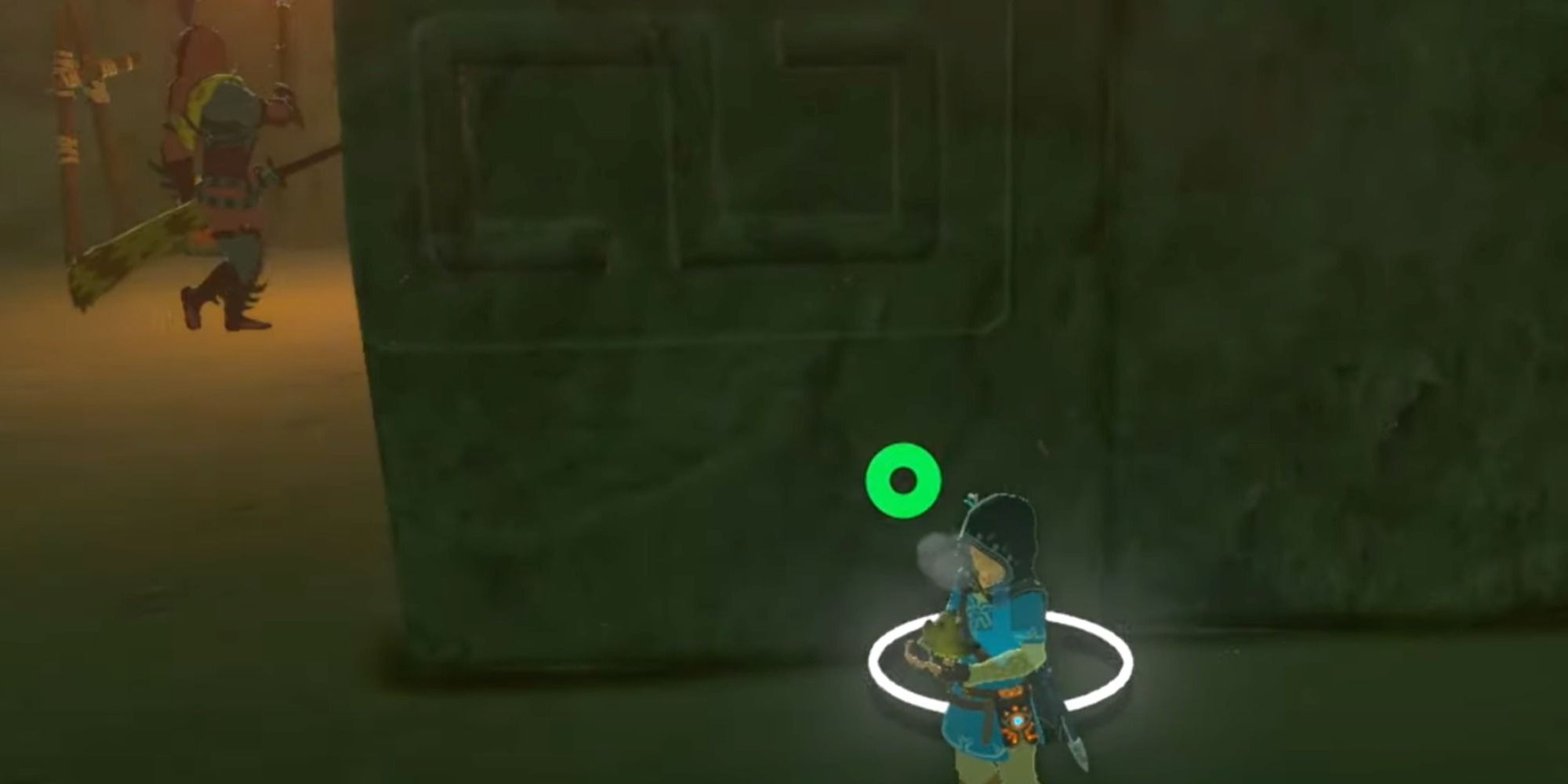 Link placing bananas in Yiga Clan hideout