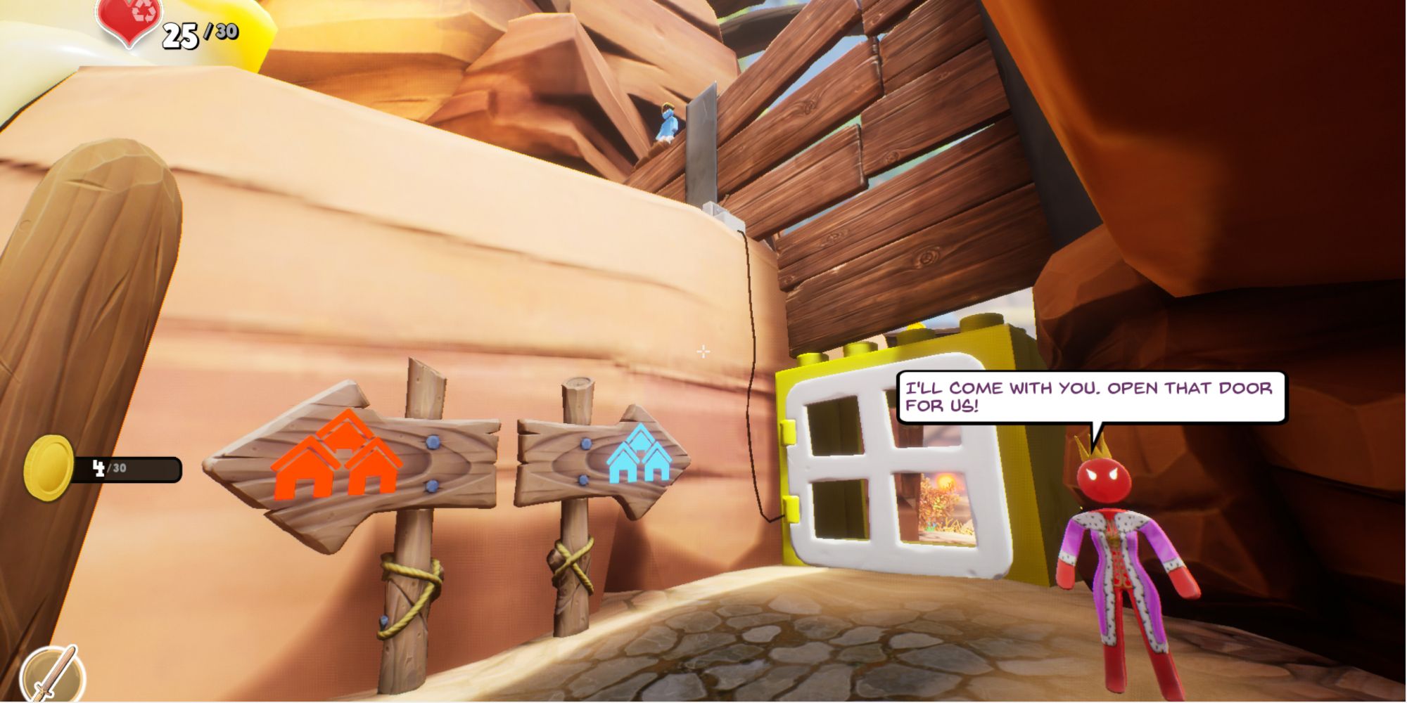 the king telling you to open up a door in supraland