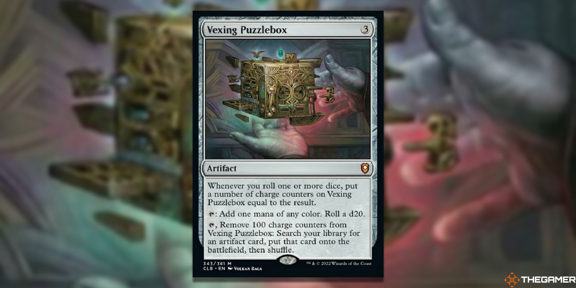 Magic: The Gathering Vexing Puzzlebox full card with background