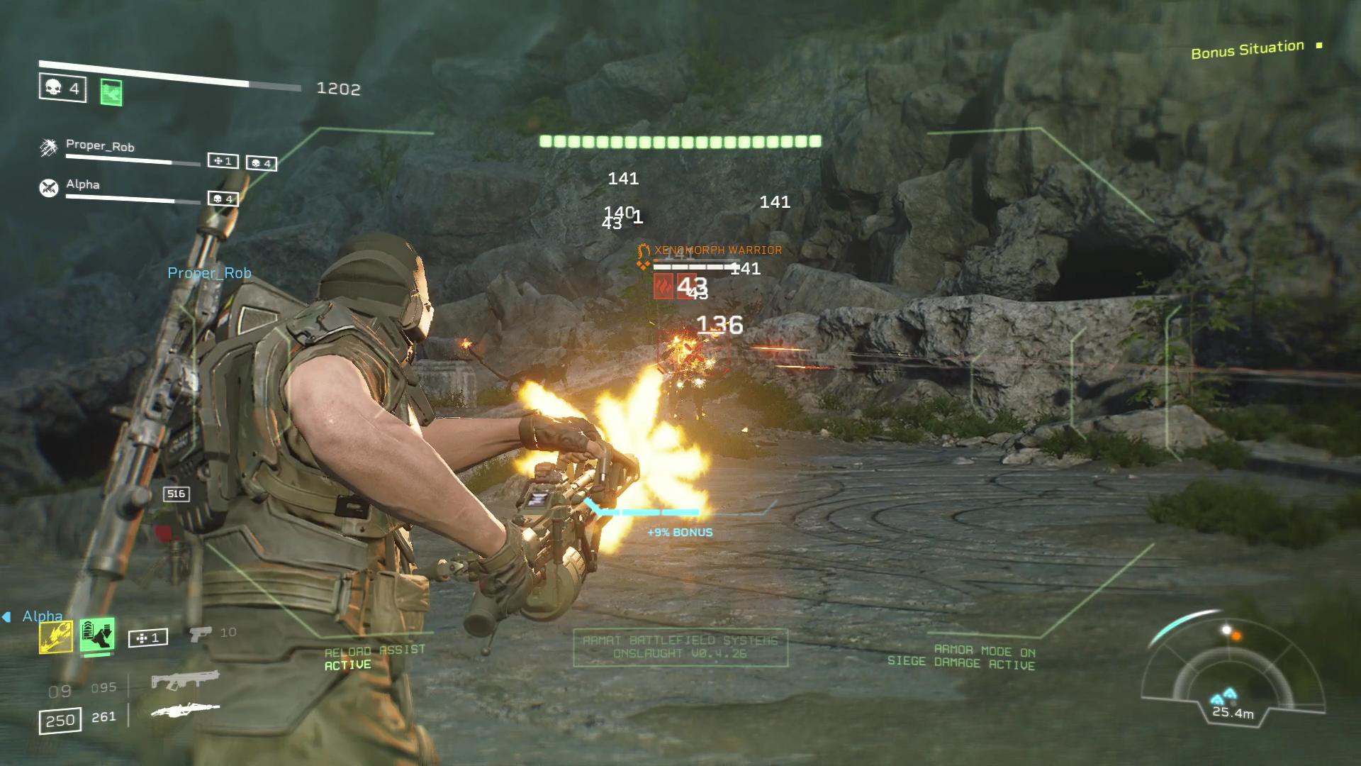 Aliens: Fireteam Elite - Lancer Melting Xenomorph Warrior With Onslaught