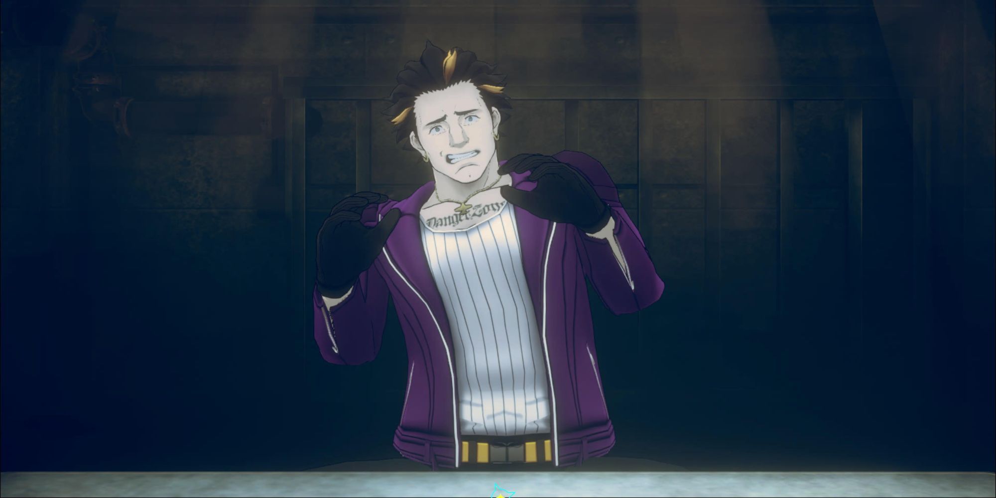 Lien Twining looks scared at the interrogation table