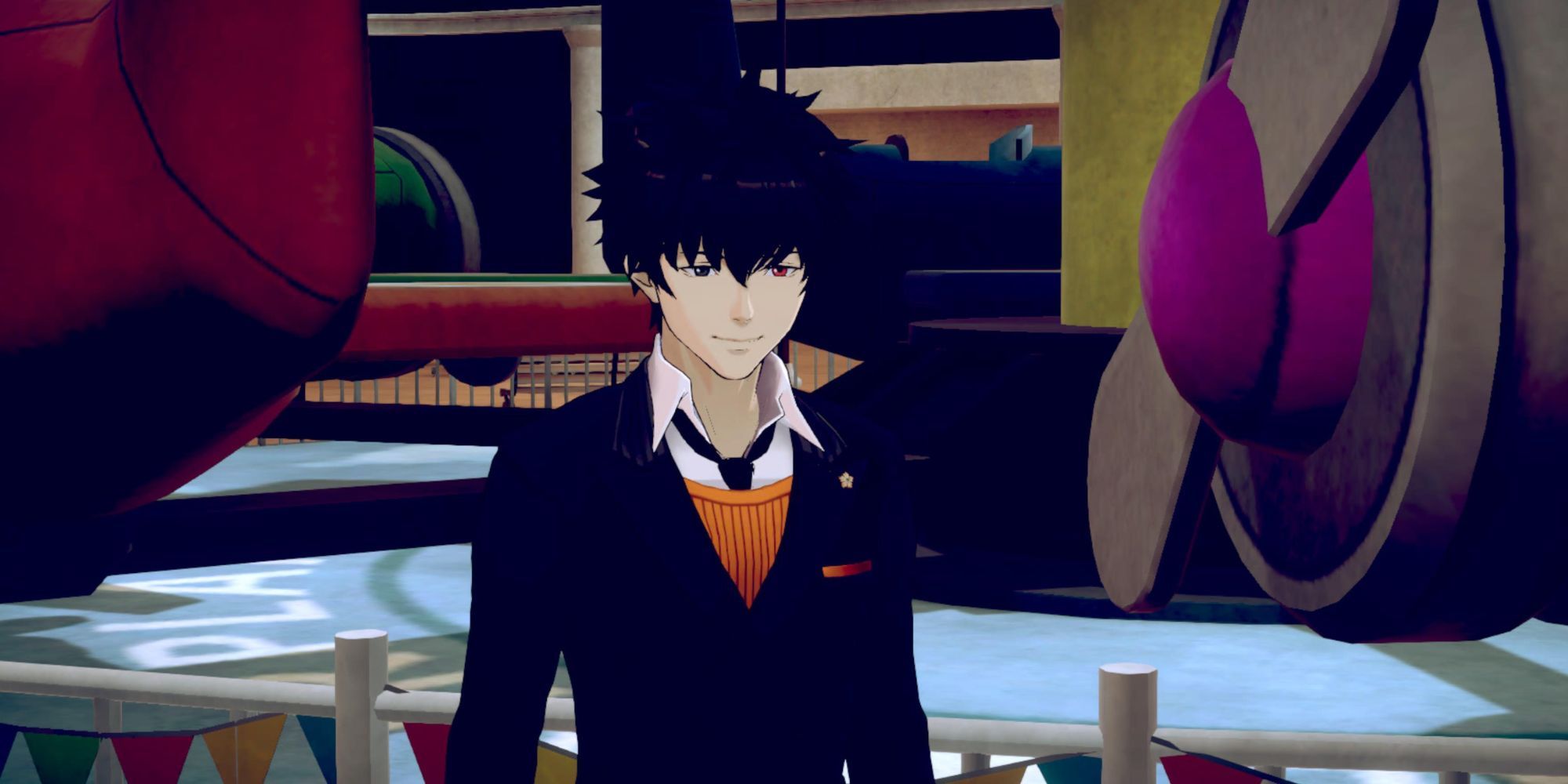 Ryuki looks happy at the amusement park