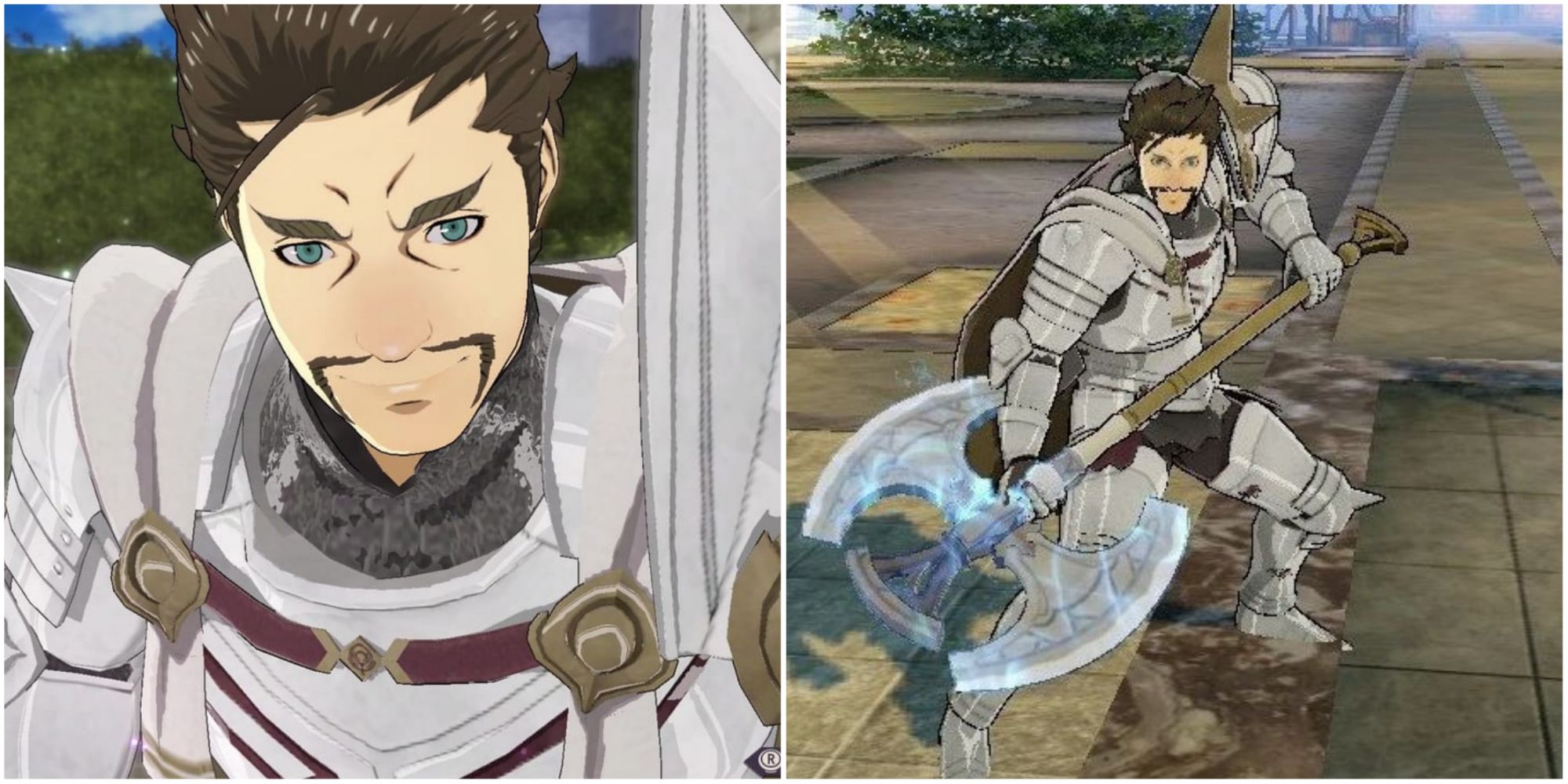 Split image of Alois and Alois holding the Axe of Ukonvasara